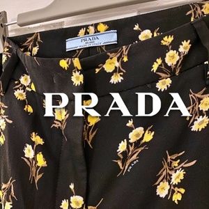 PRADA Floral/logo High-waisted Pants